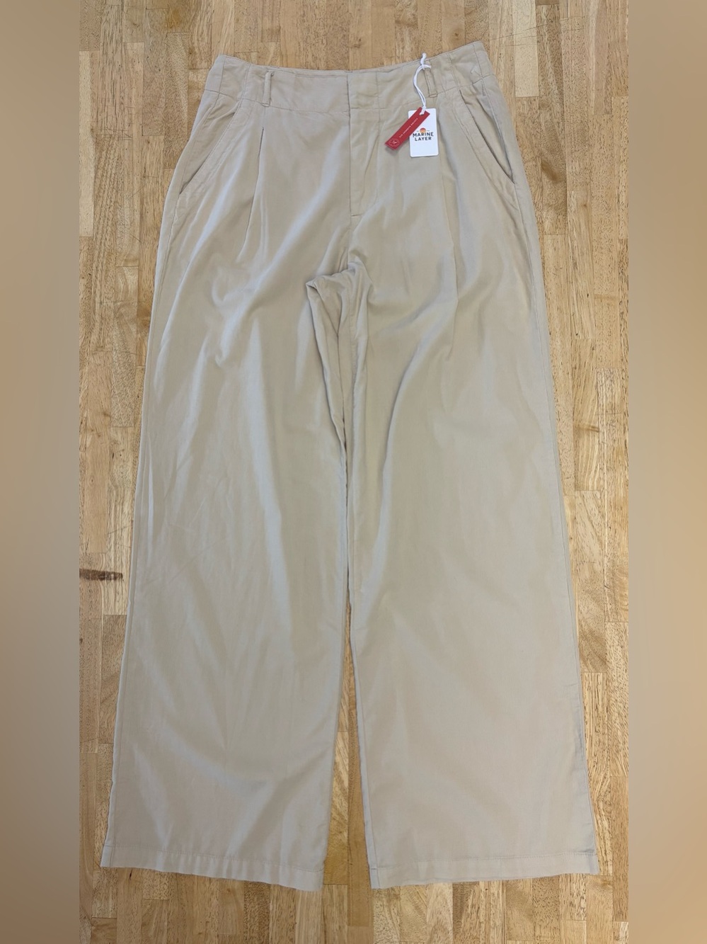 NWT Marine Layer Flora Corduroy Trouser Stone Beige High Rise Wide Leg Pants 6